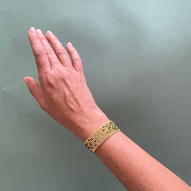 Brazalete Telar Dorado Delgado Difuminado Turquesa T